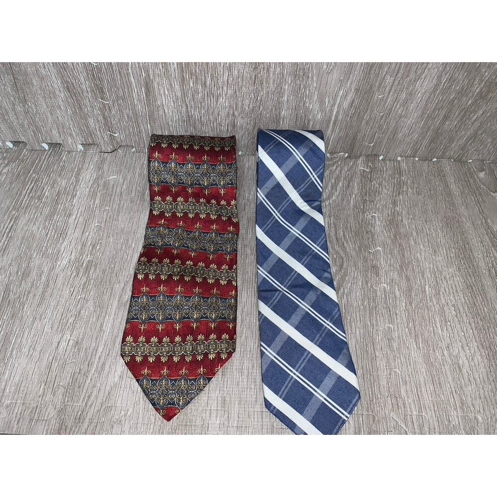 Vintage Silk Ties Plaid‎ & Check Men's Designer 2 Piece Set Calvin Klein